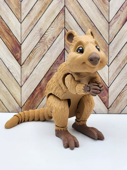 3D Printed Quokka Figurine | Adorable Poseable Marsupial with Custom Colors | Happiest Animal Desk Decor & Unique Gift